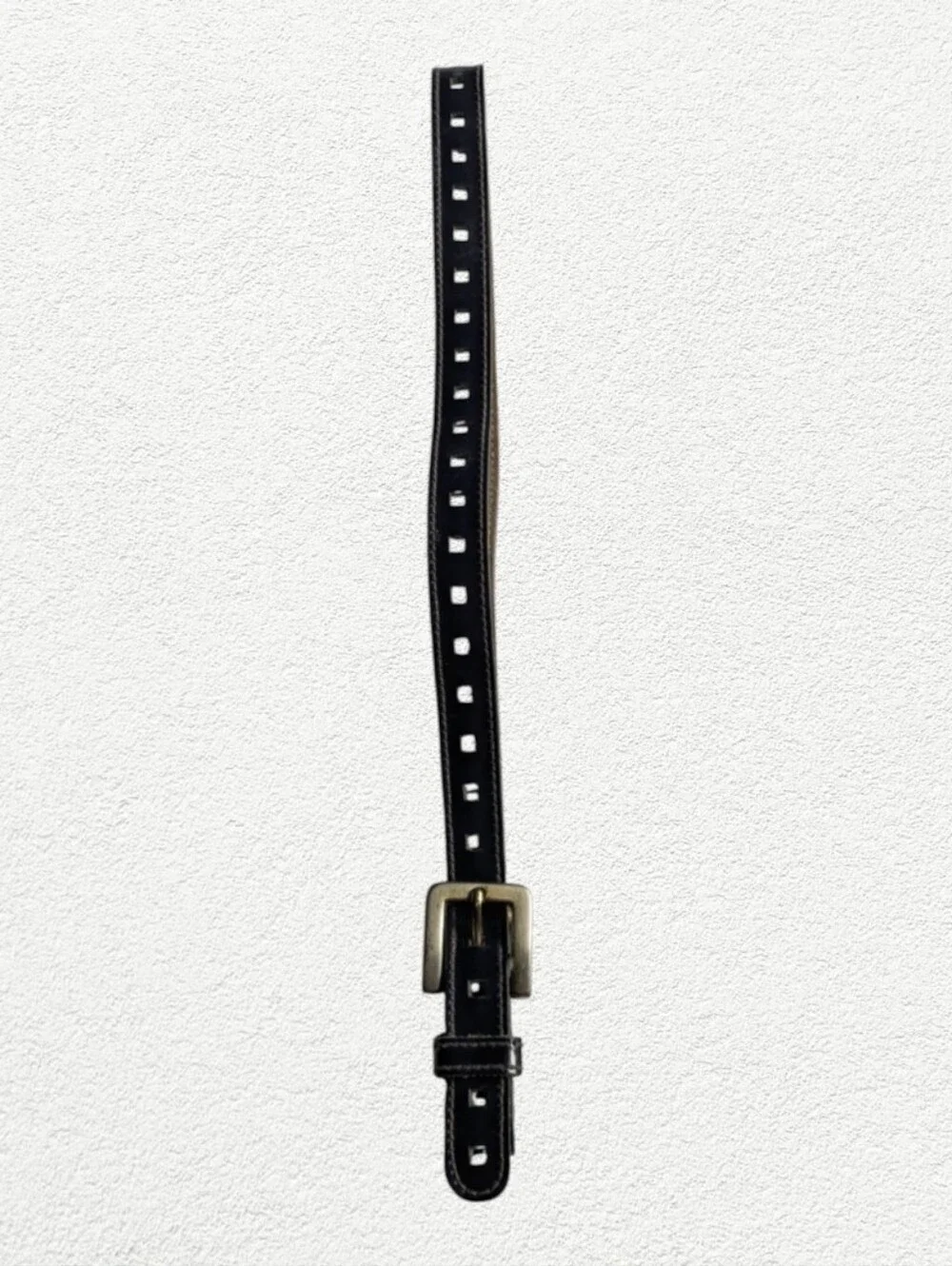 Women's Blue Leather Belt with Antique Brass Buckle